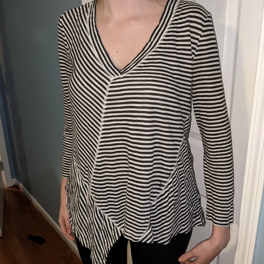 ANTHROPOLOGIE POSTMARK ASYMMETRICAL HEM STRIPED LO